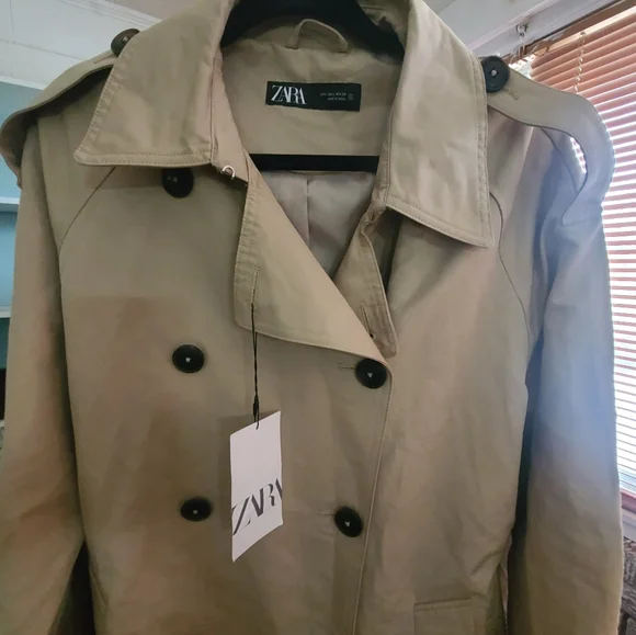 Zara Light Beige Belted Trench Coat - Picture 8 of 12